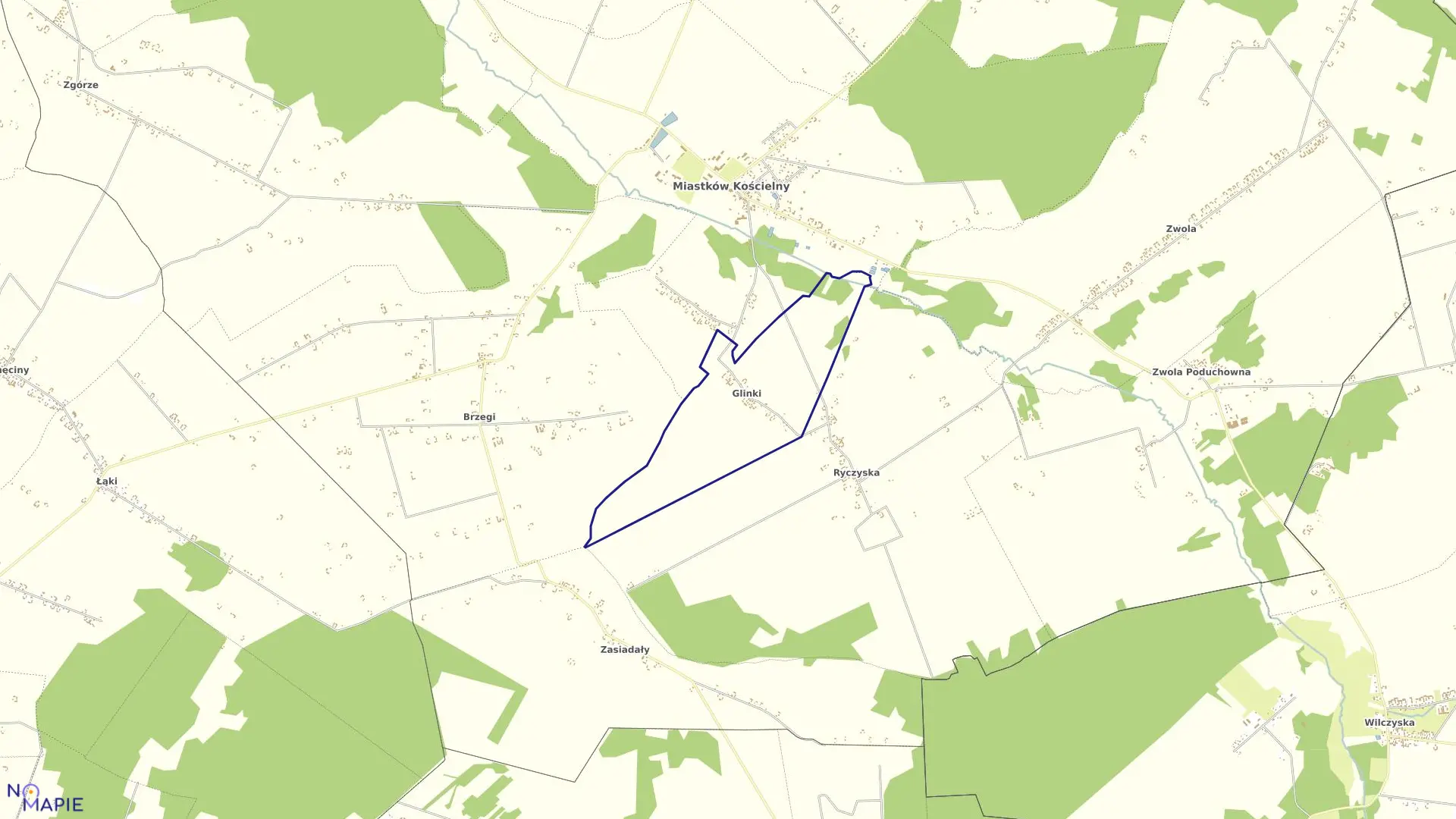 Mapa obrębu GLINKI w gminie Miastków Kościelny