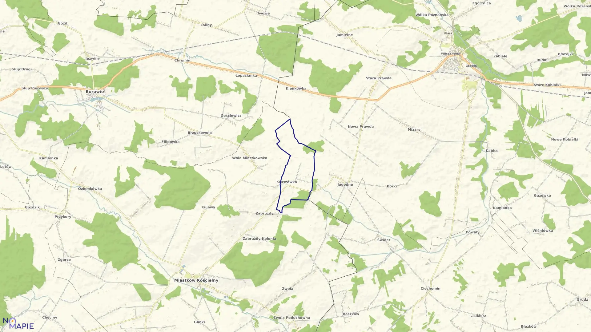 Mapa obrębu KRUSZÓWKA w gminie Miastków Kościelny