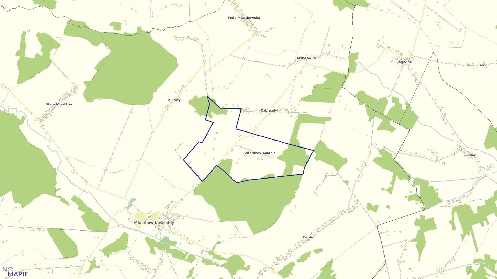 Mapa obrębu ZABRUZDY KOLONIA w gminie Miastków Kościelny