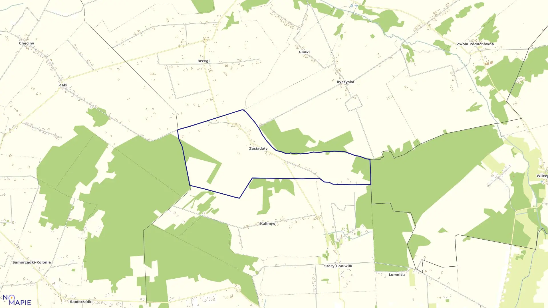 Mapa obrębu ZASIADAŁY w gminie Miastków Kościelny